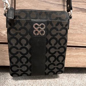 COACH - coach monogram canvas and leather crossbody strap